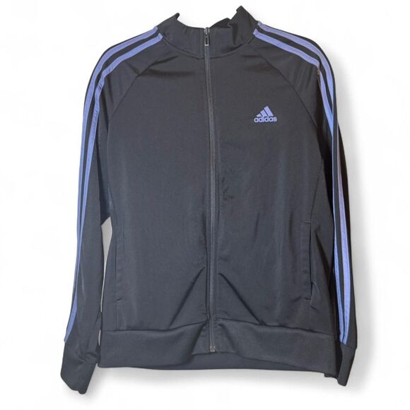 Adidas Primegreen Black Track Jacket Purple Stripes Size L - Picture 1 of 5